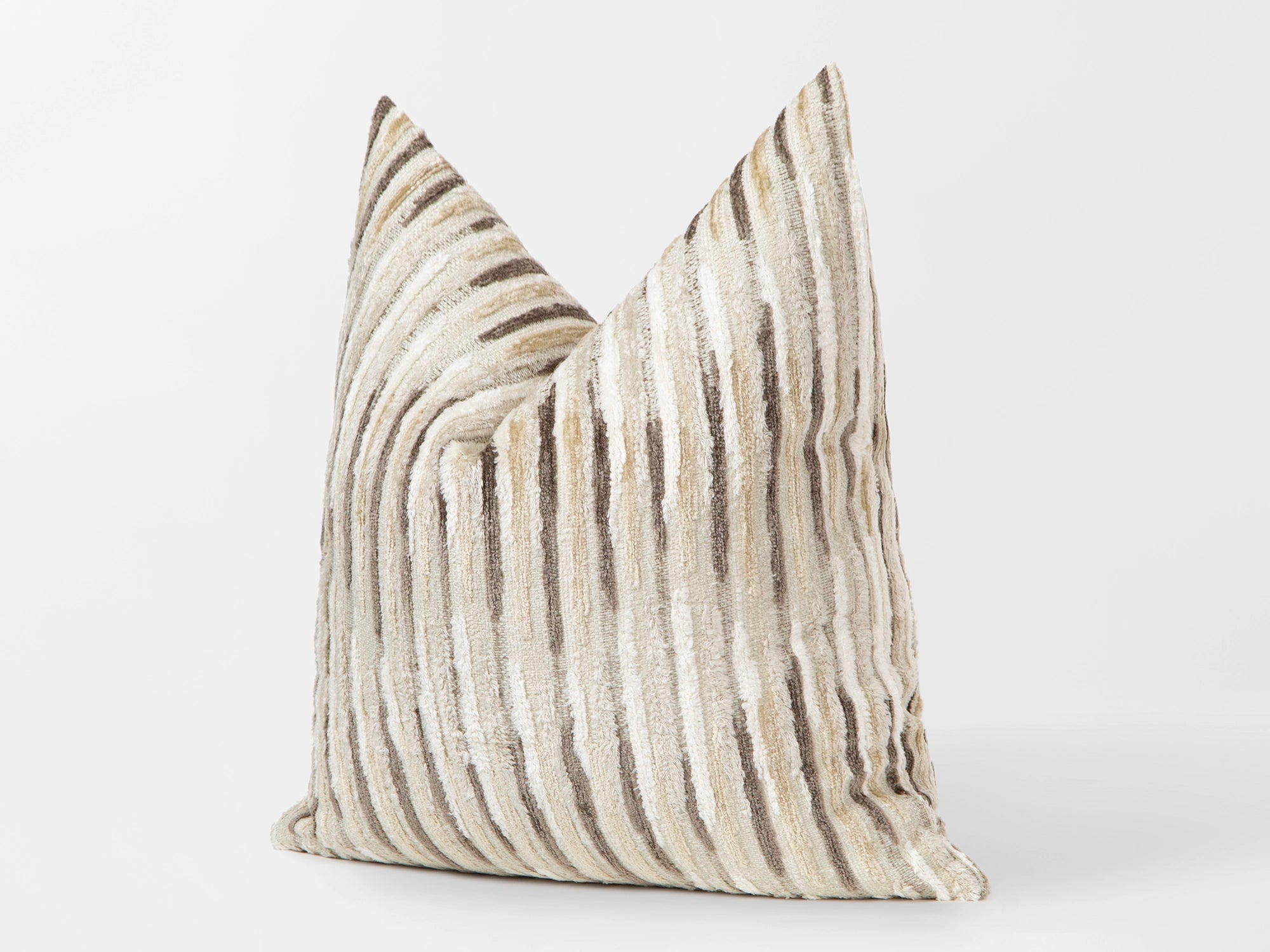 Beige & Taupe Textured Striped Pillow Cover