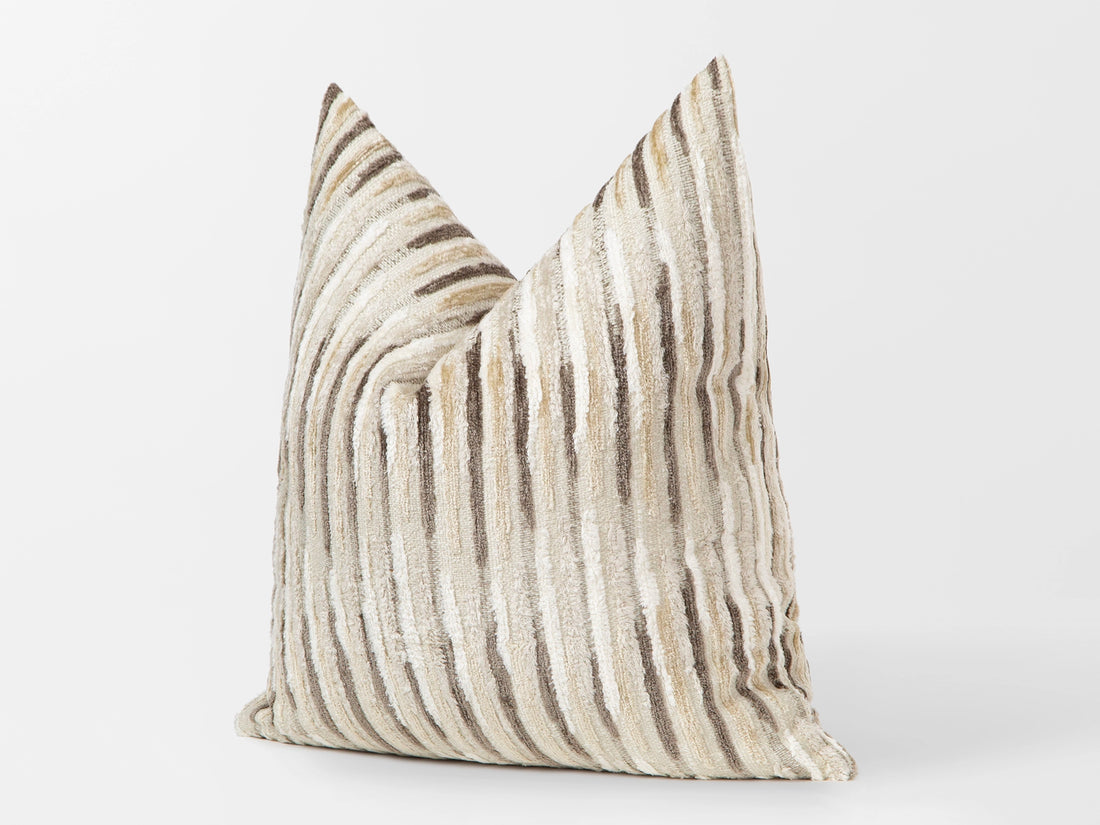 Beige & Taupe Textured Striped Pillow Cover