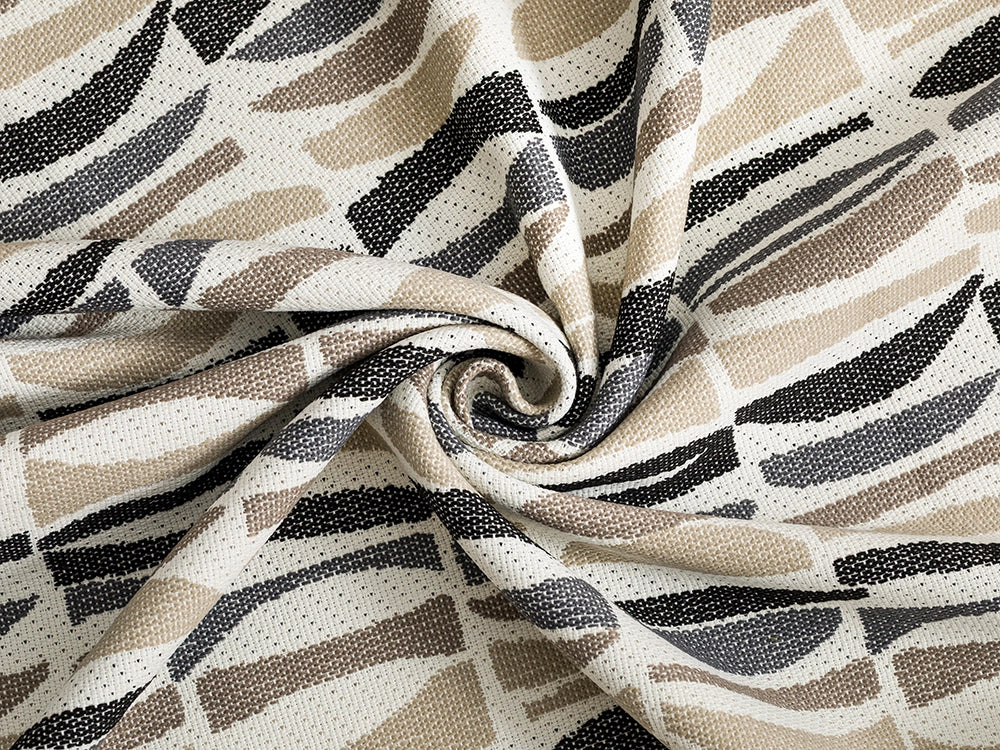 Black Geometric Outdoor Upholstery Fabric