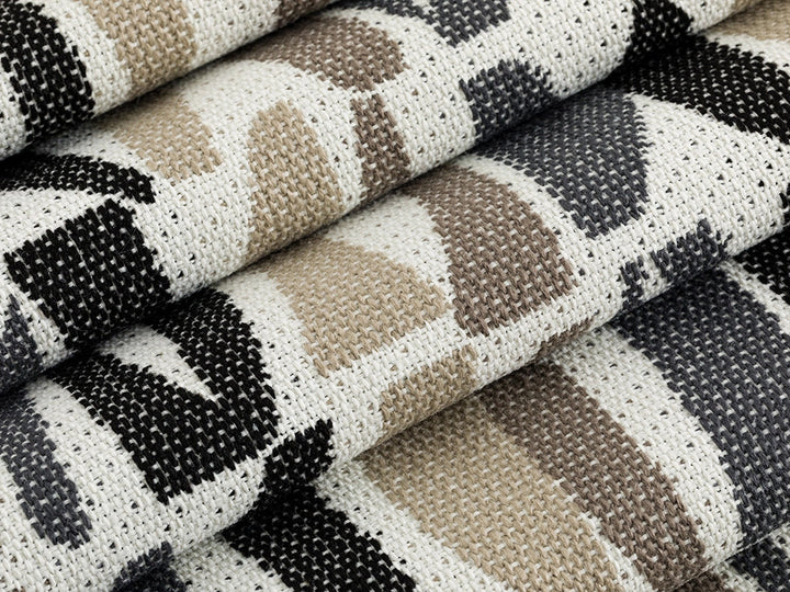 Black Geometric Outdoor Upholstery Fabric