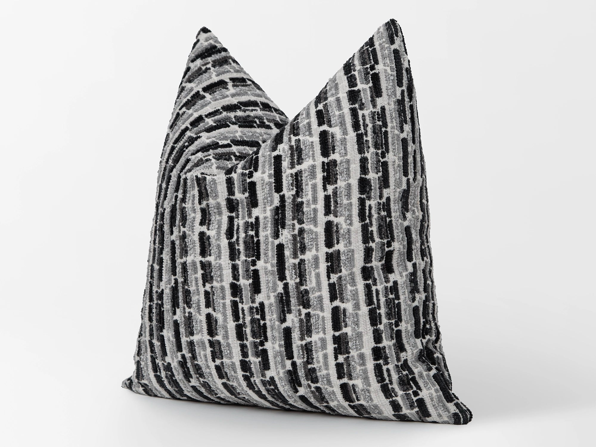 Black and Gray Textured Throw Pillow Cover