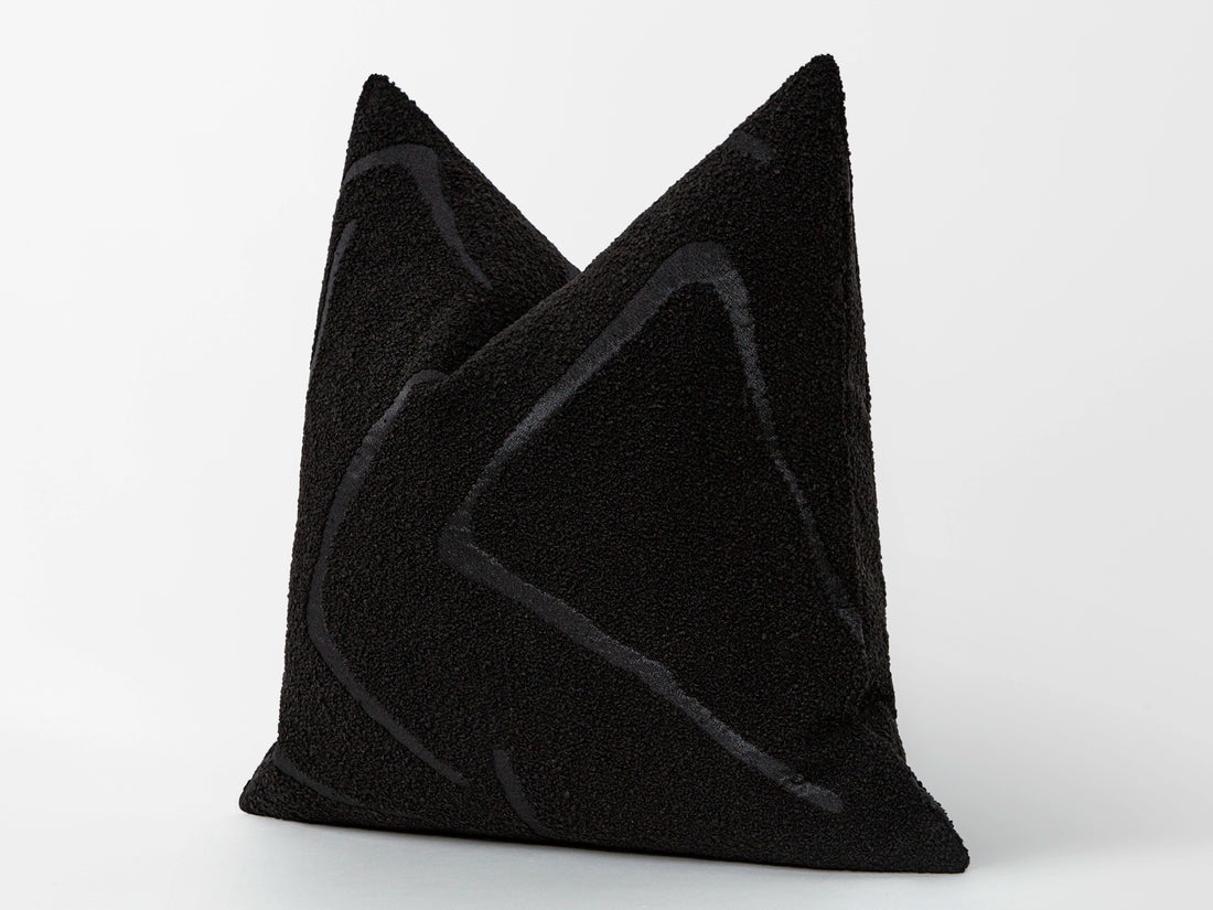Black Graffito Pillow Cover - Amorphous