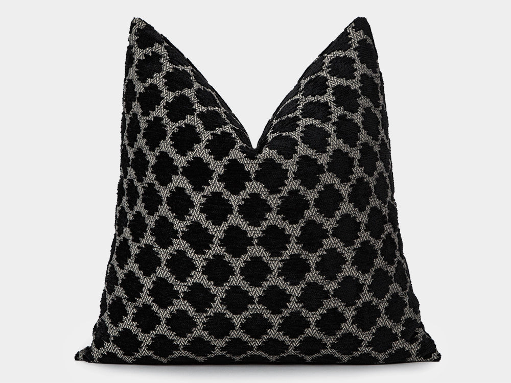 Black Spotted Textured Pillow Cover