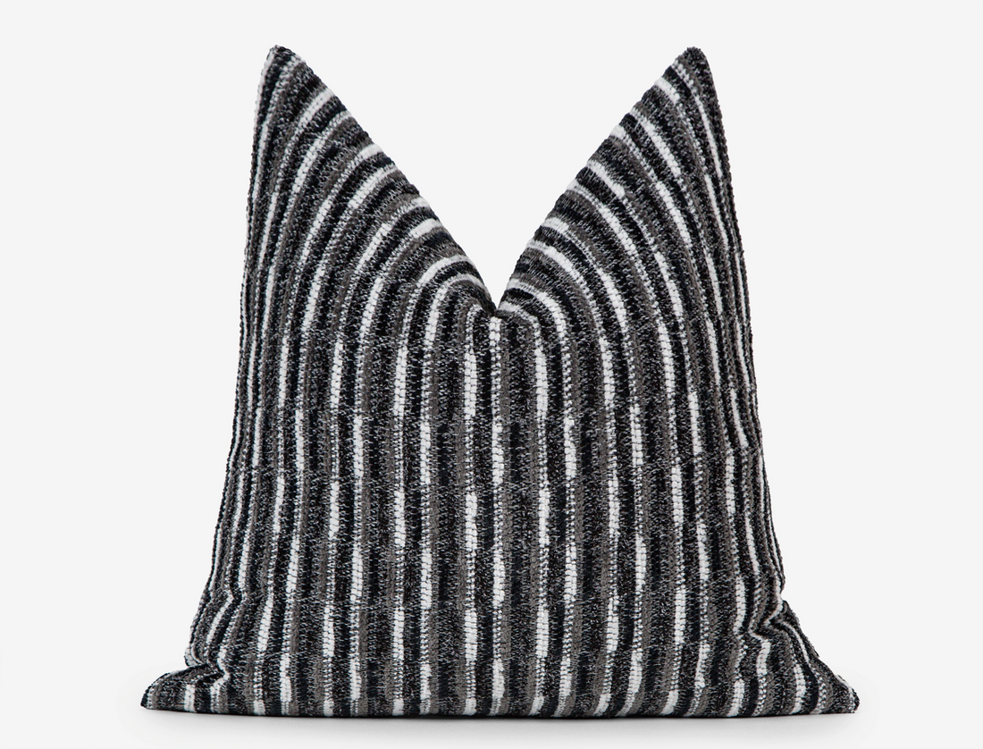 Black Dash Stripe Textured Pillow Cover