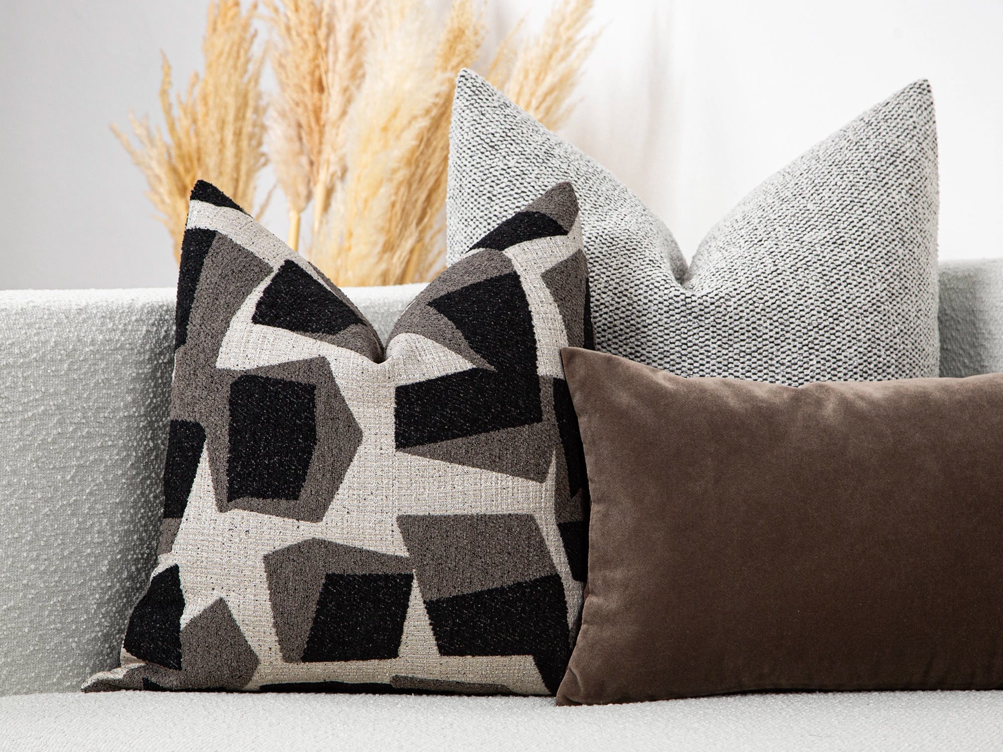 Black Geometric Textured Pillow Cover