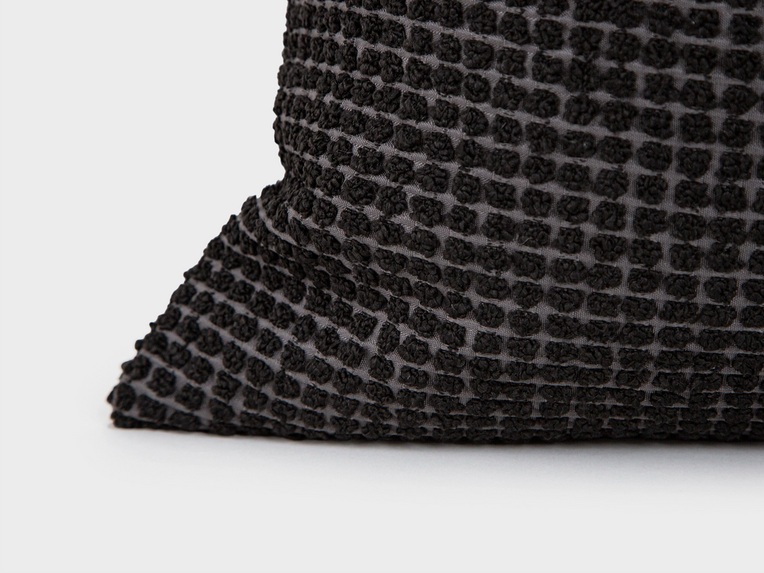 Black Textured Dotted Pillow Cover