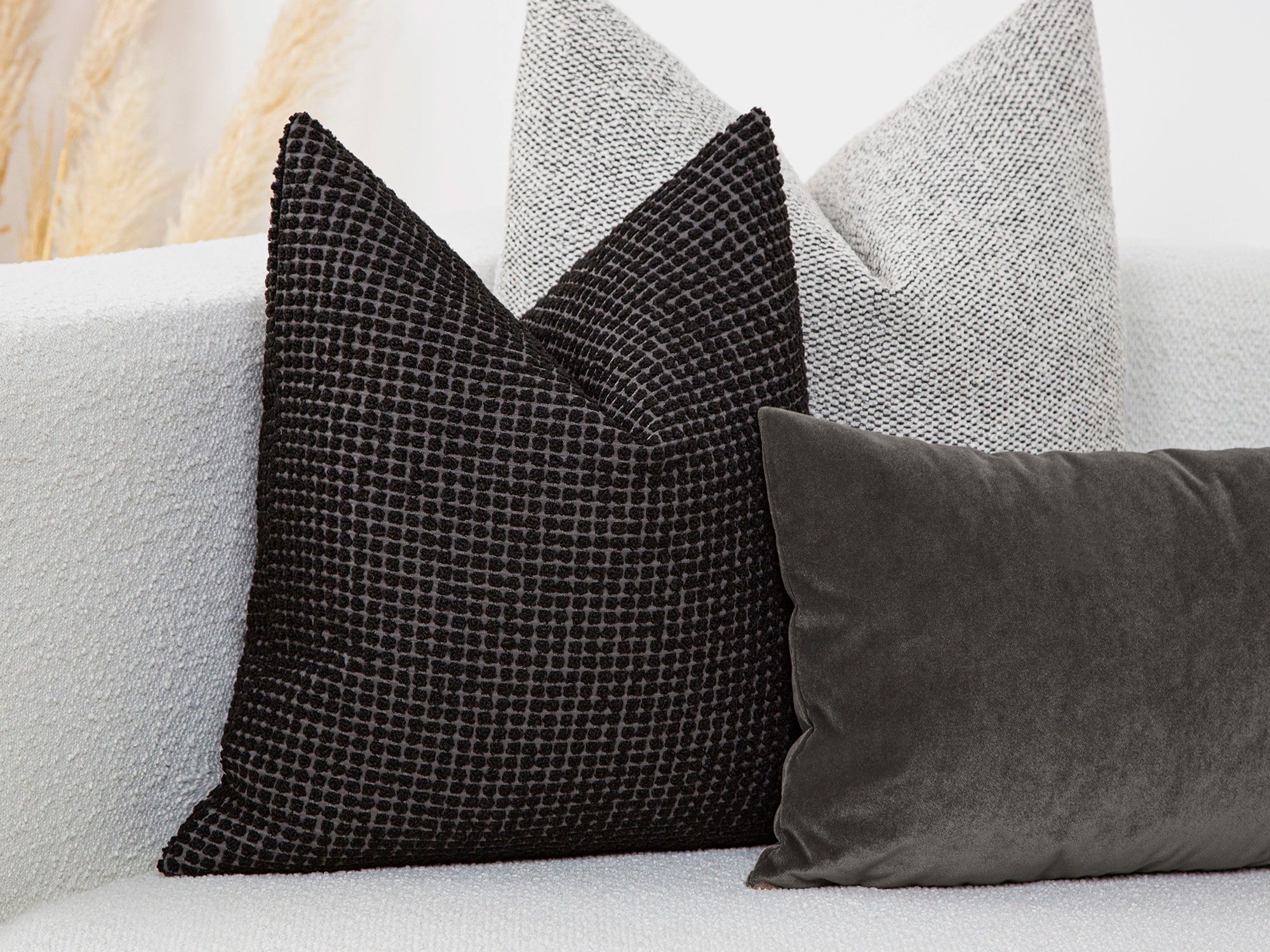 Black Textured Dotted Pillow Cover