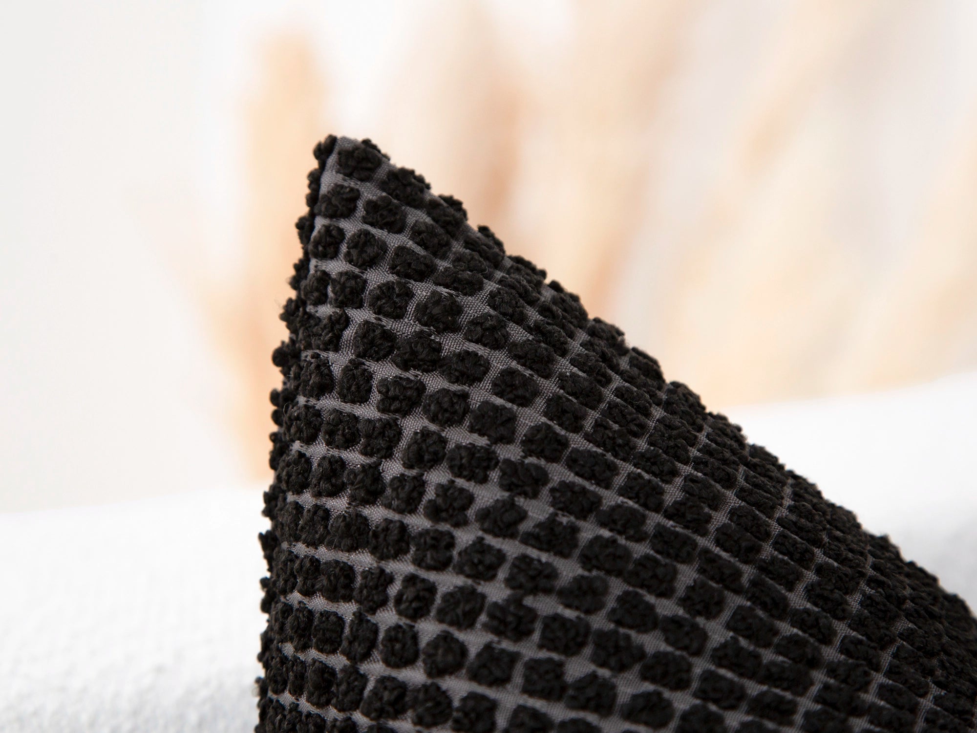 Black Textured Dotted Pillow Cover