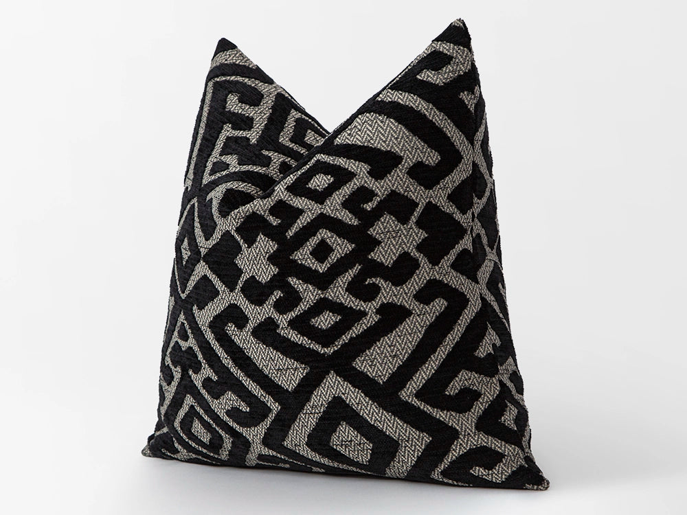 Black and Gray Ethnic Pillow Cover