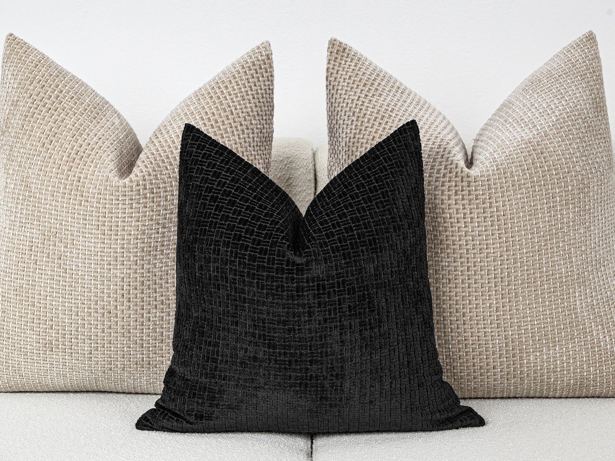 Black Boho Textured Pillow Cover