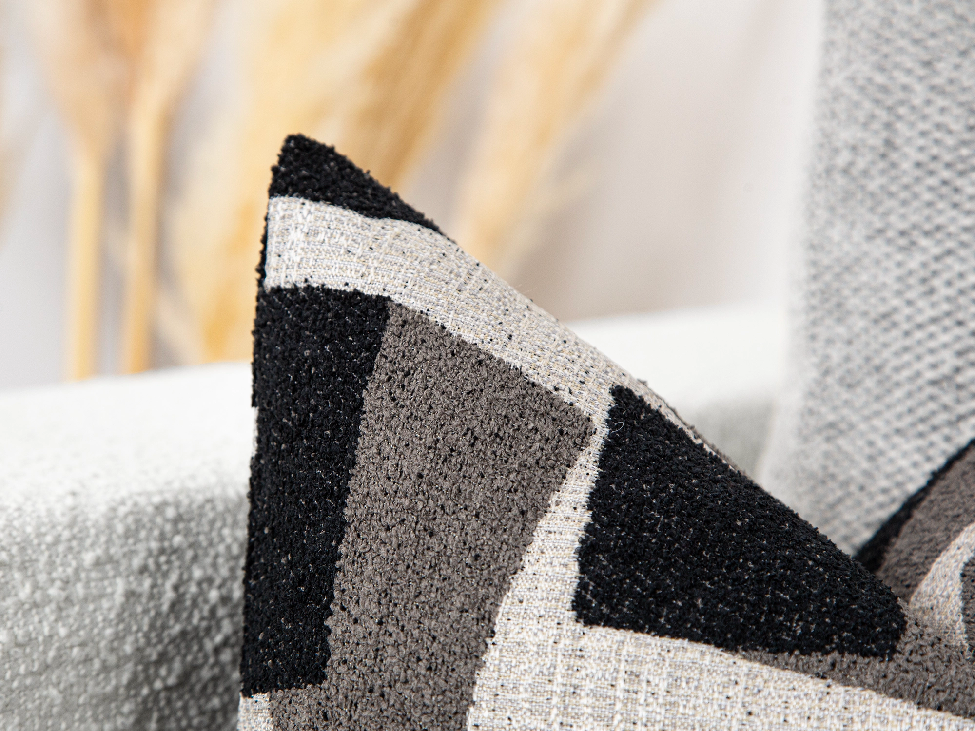 Black Geometric Textured Pillow Cover