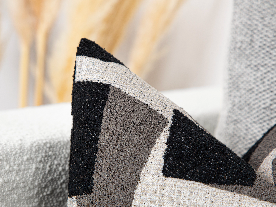 Black Geometric Textured Pillow Cover