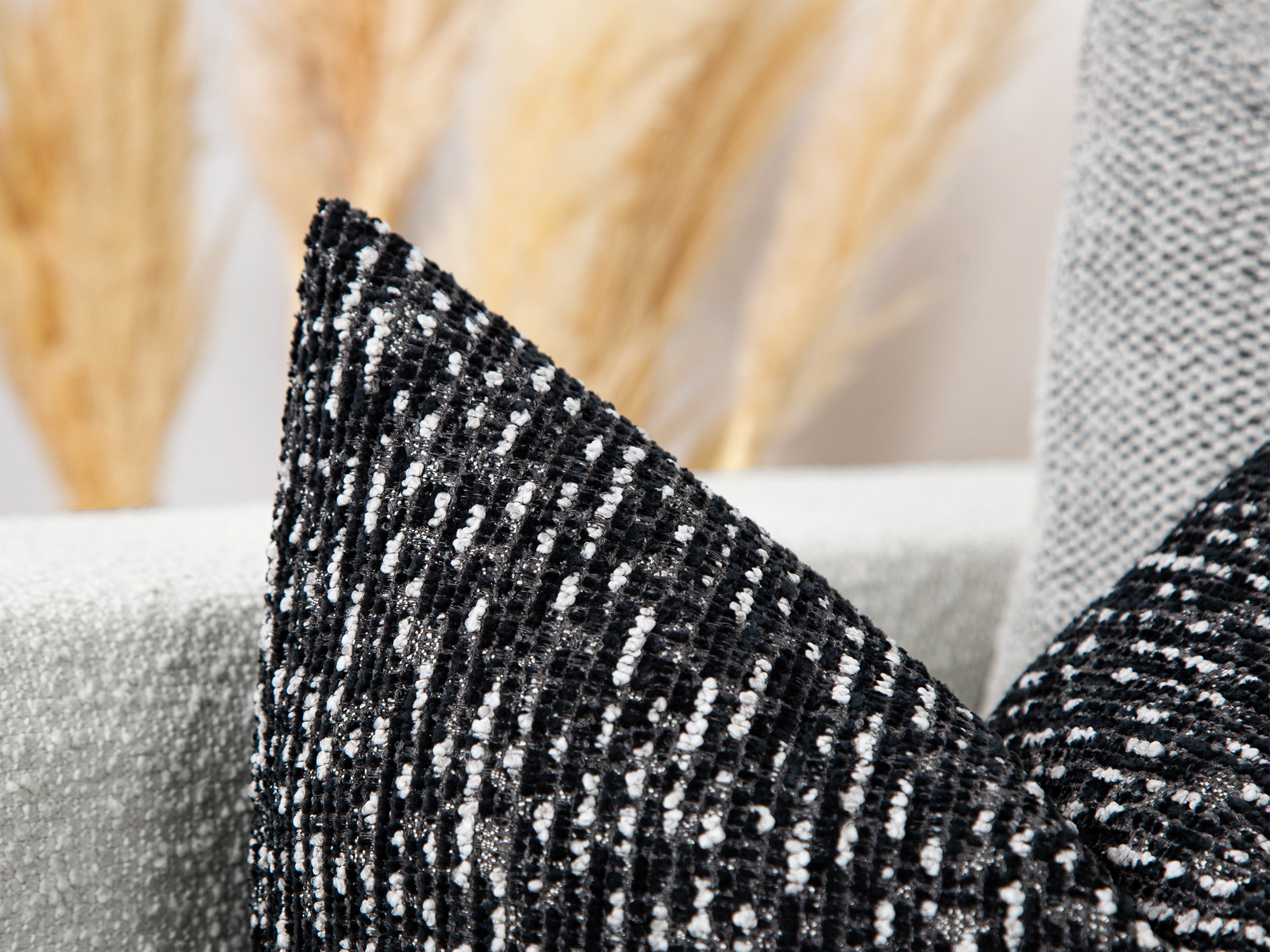 Black Textured Pillow Cover
