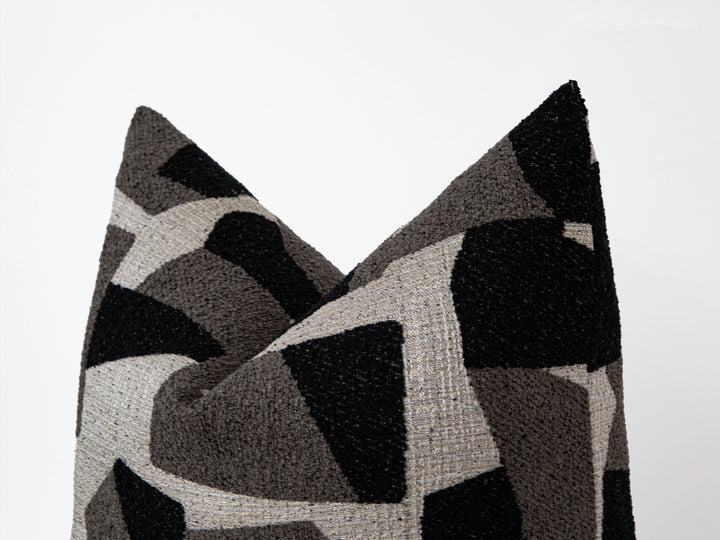 Black Geometric Textured Pillow Cover
