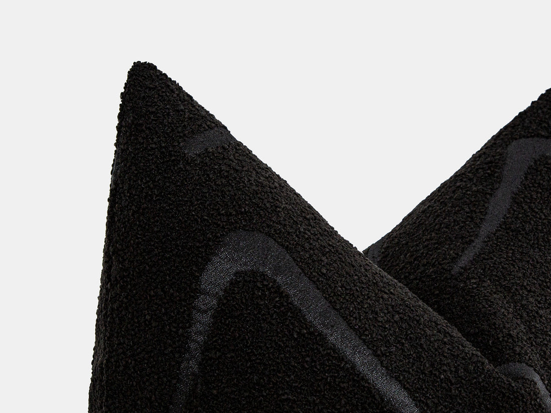 Black Graffito Pillow Cover - Amorphous