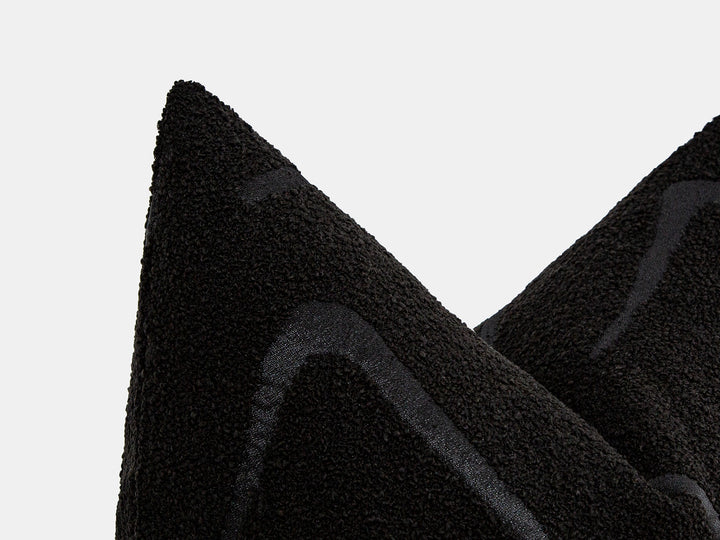 Black Graffito Pillow Cover - Amorphous