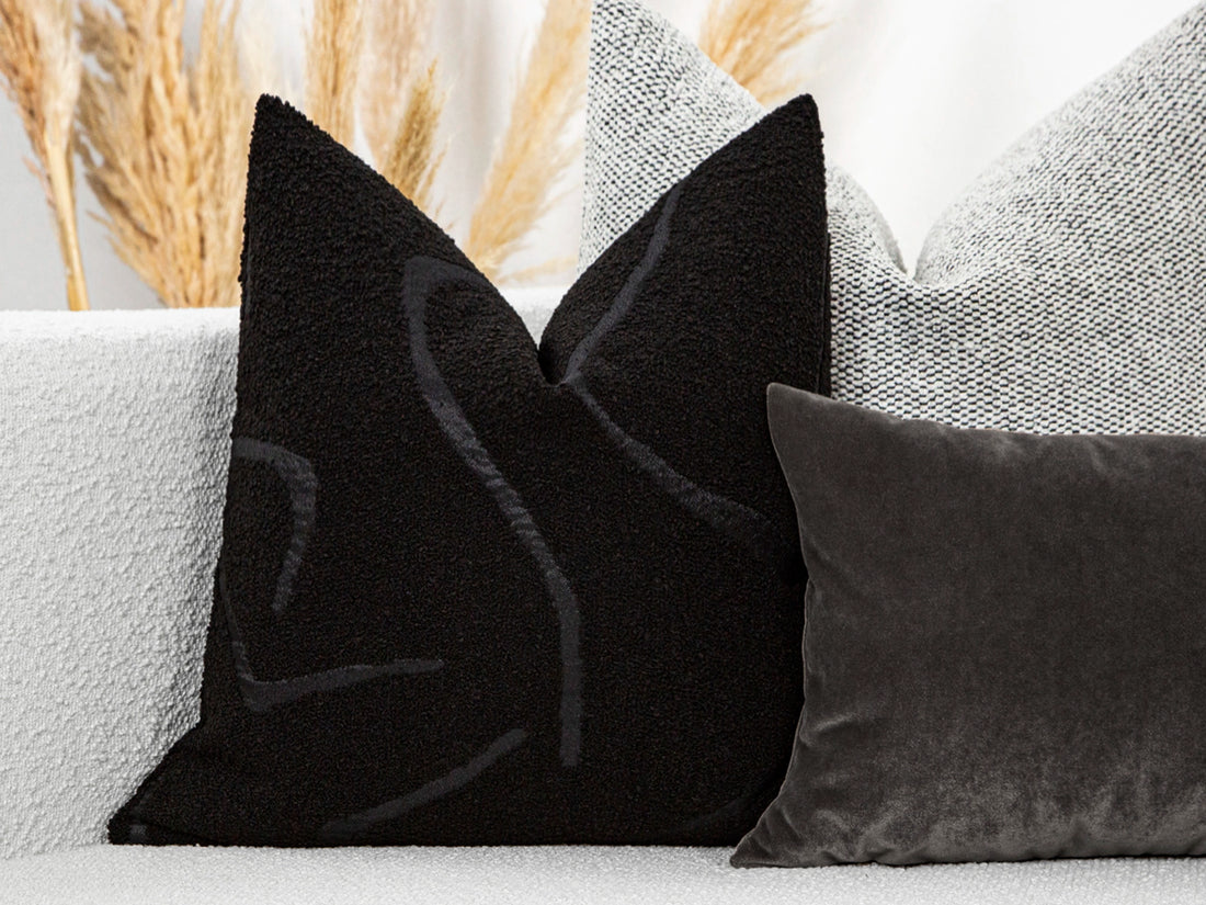 Black Graffito Pillow Cover - Amorphous