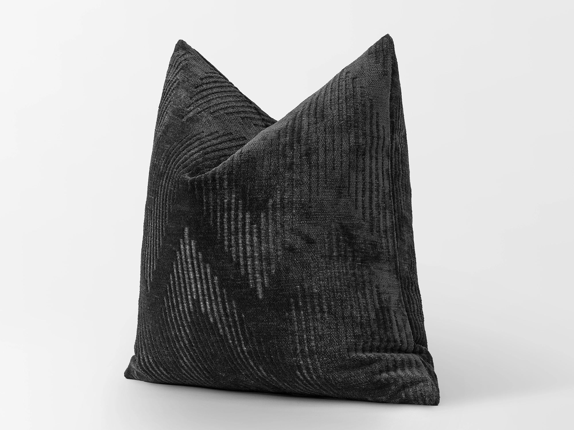 Charcoal Geometric Textured Pillow Cover