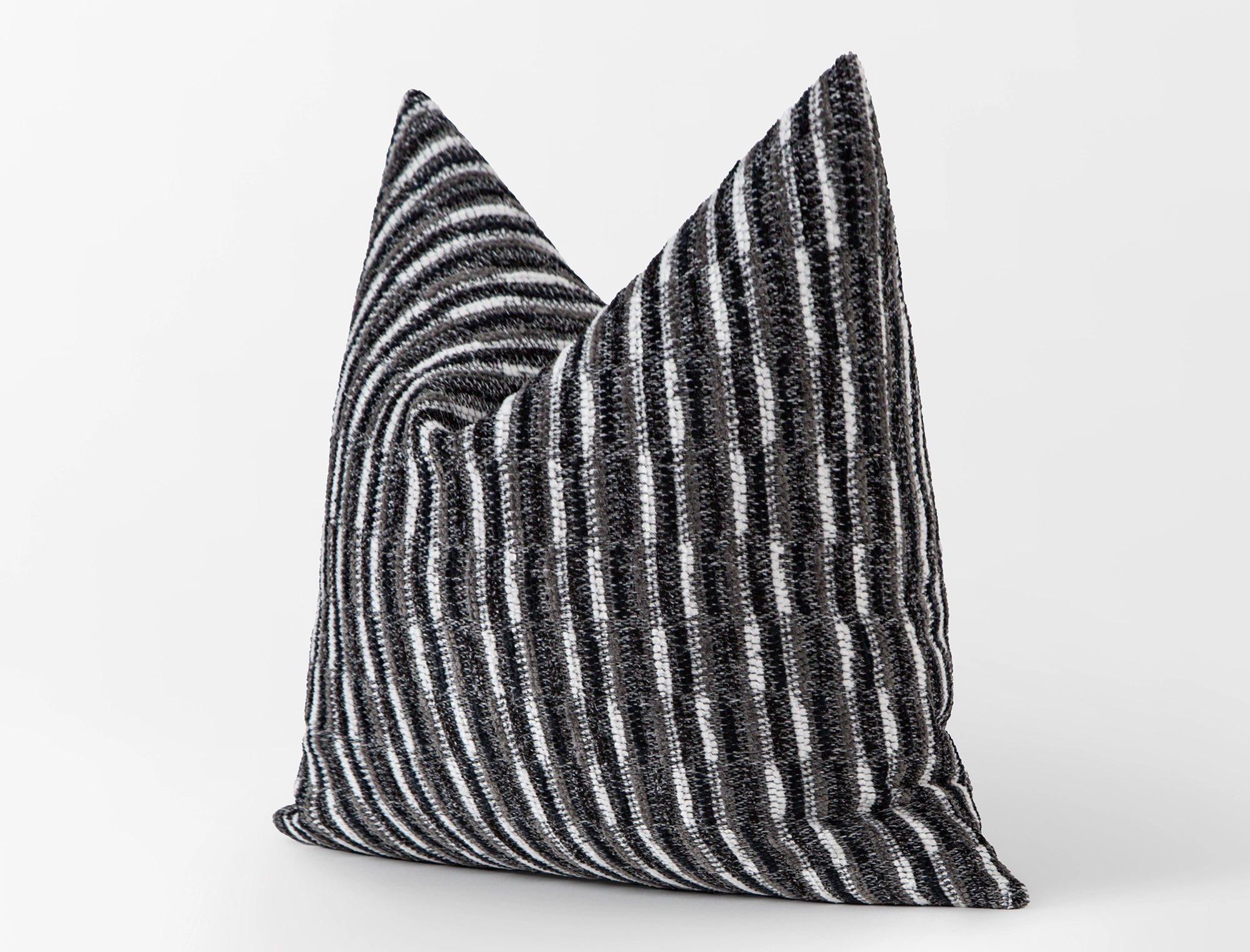 Black Dash Stripe Textured Pillow Cover