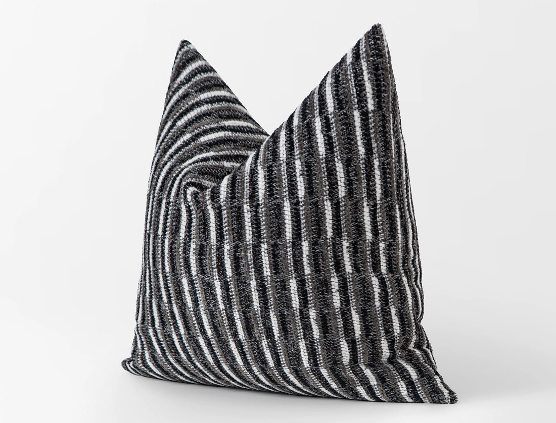Black Dash Stripe Textured Pillow Cover
