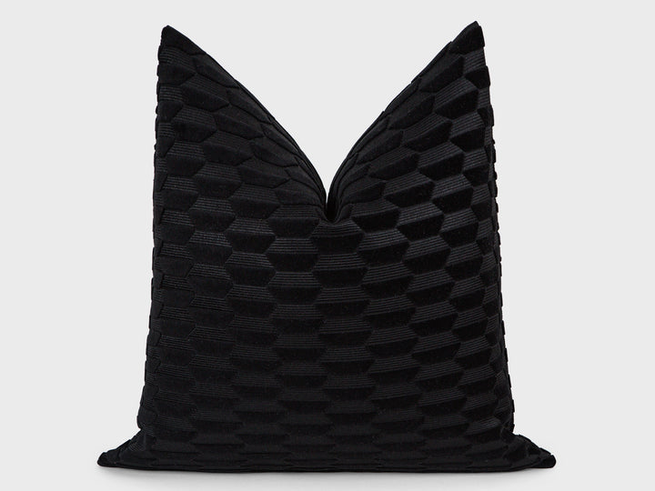 Black Textured Cut Velvet Pillow Cover