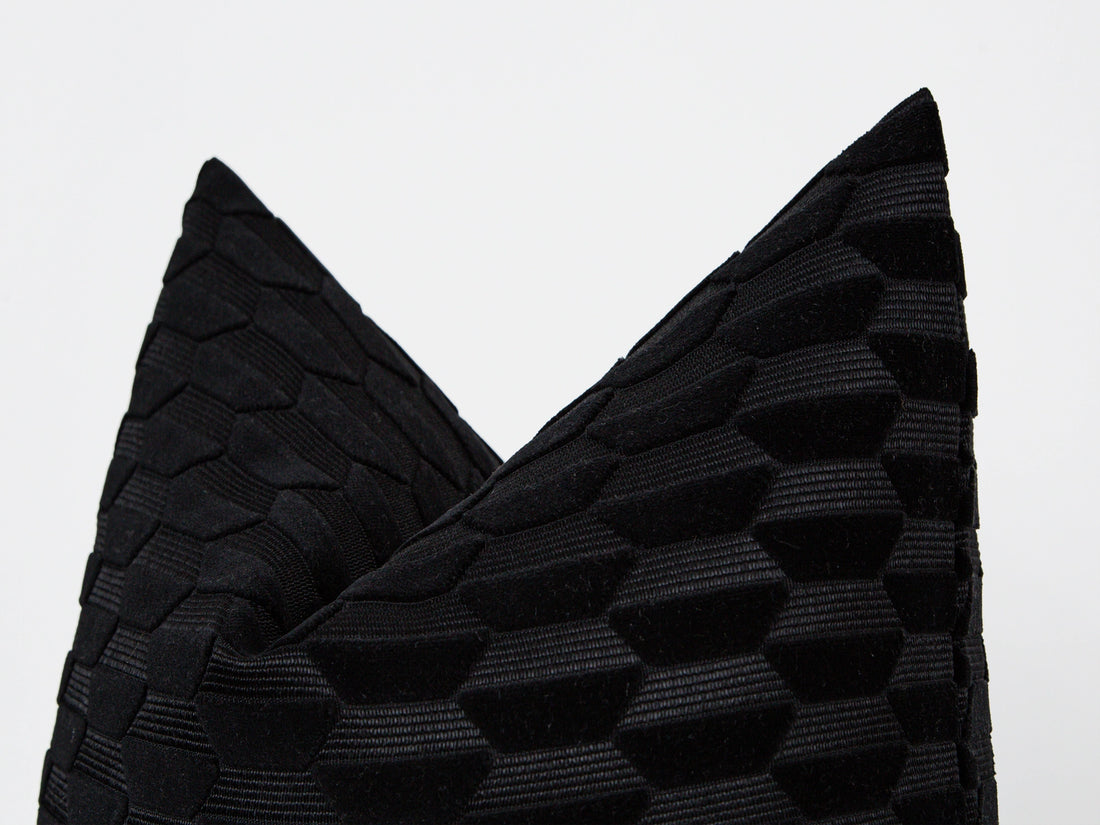 Black Textured Cut Velvet Pillow Cover