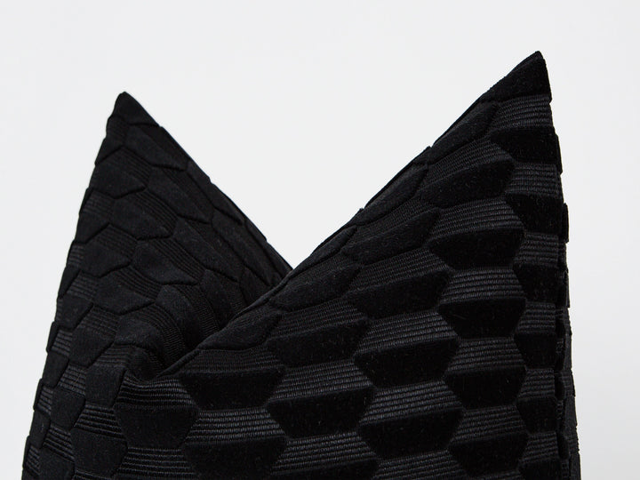 Black Textured Cut Velvet Pillow Cover