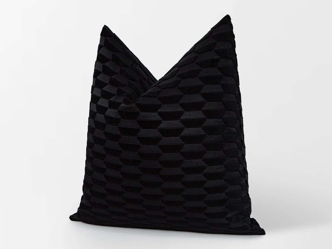 Black Textured Cut Velvet Pillow Cover