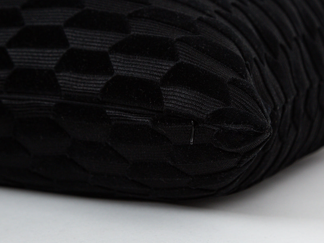 Black Textured Cut Velvet Pillow Cover