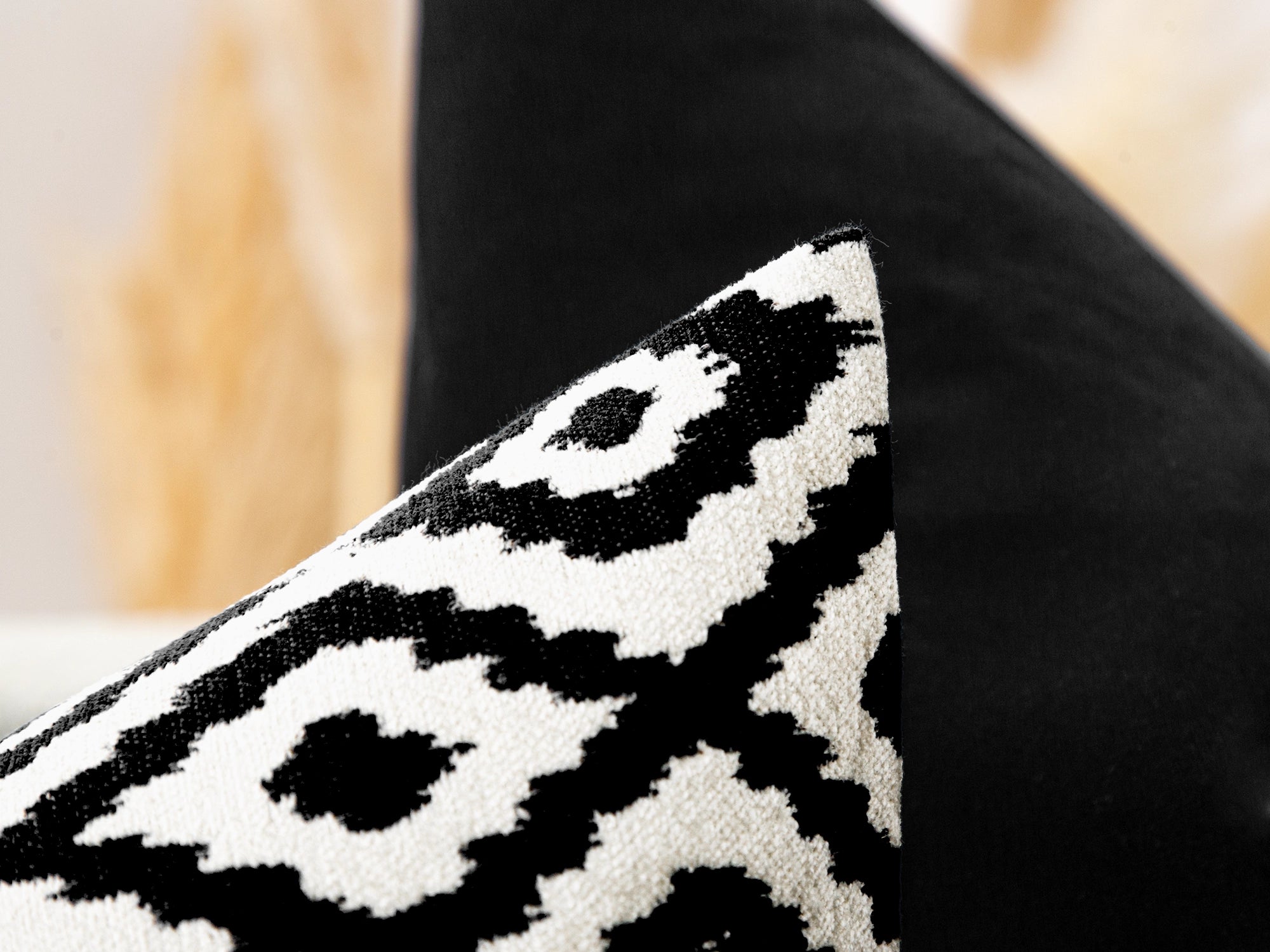 Black Ikat Woven Pillow Cover - Vector