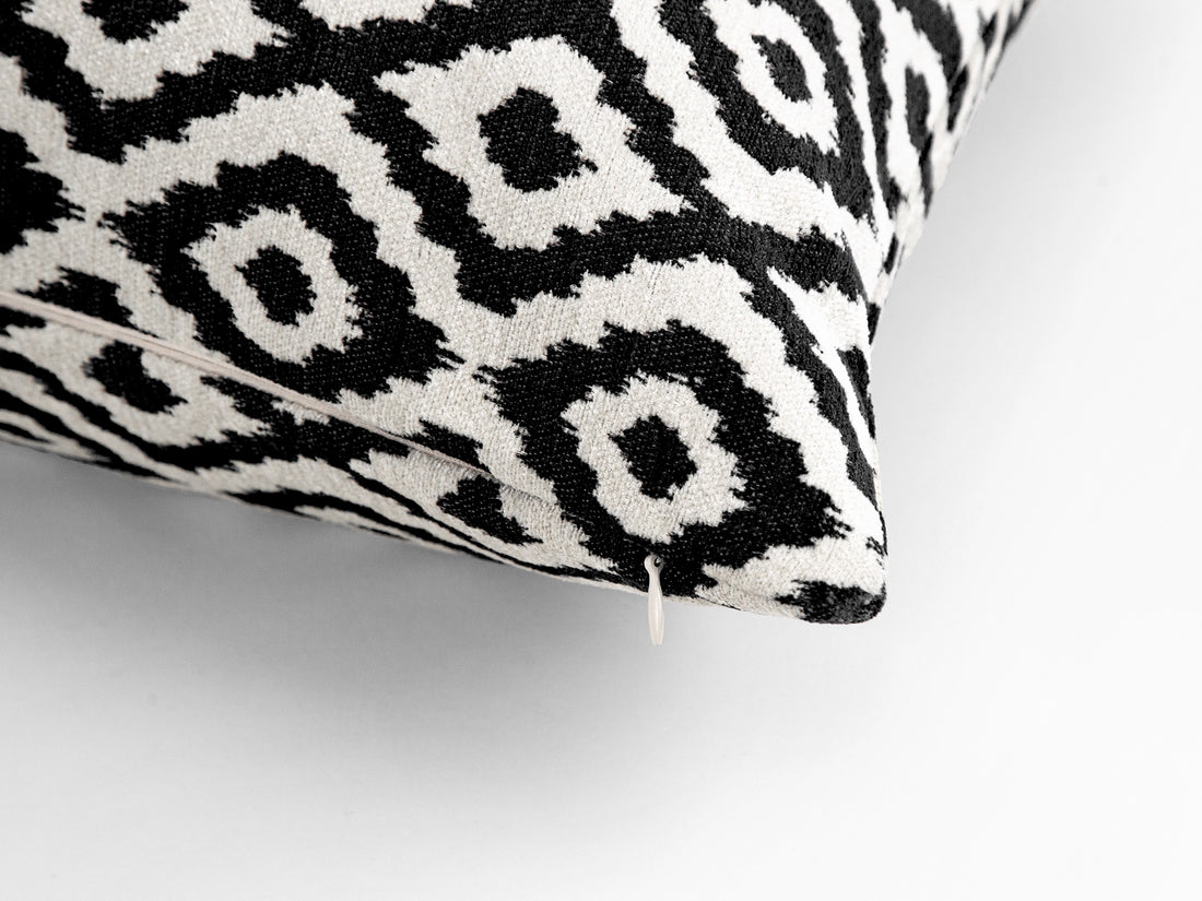 Black Ikat Woven Pillow Cover - Vector