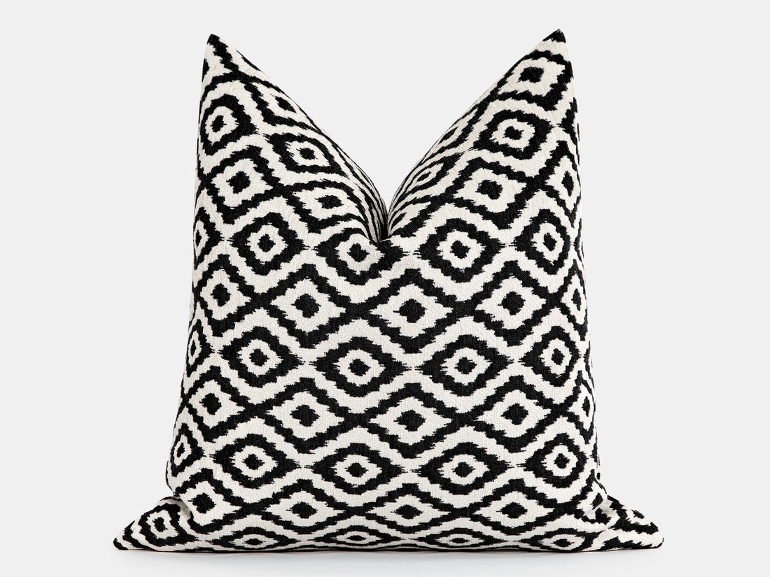 Black Ikat Woven Pillow Cover - Vector