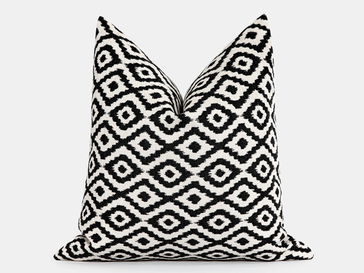 Black Ikat Woven Pillow Cover - Vector