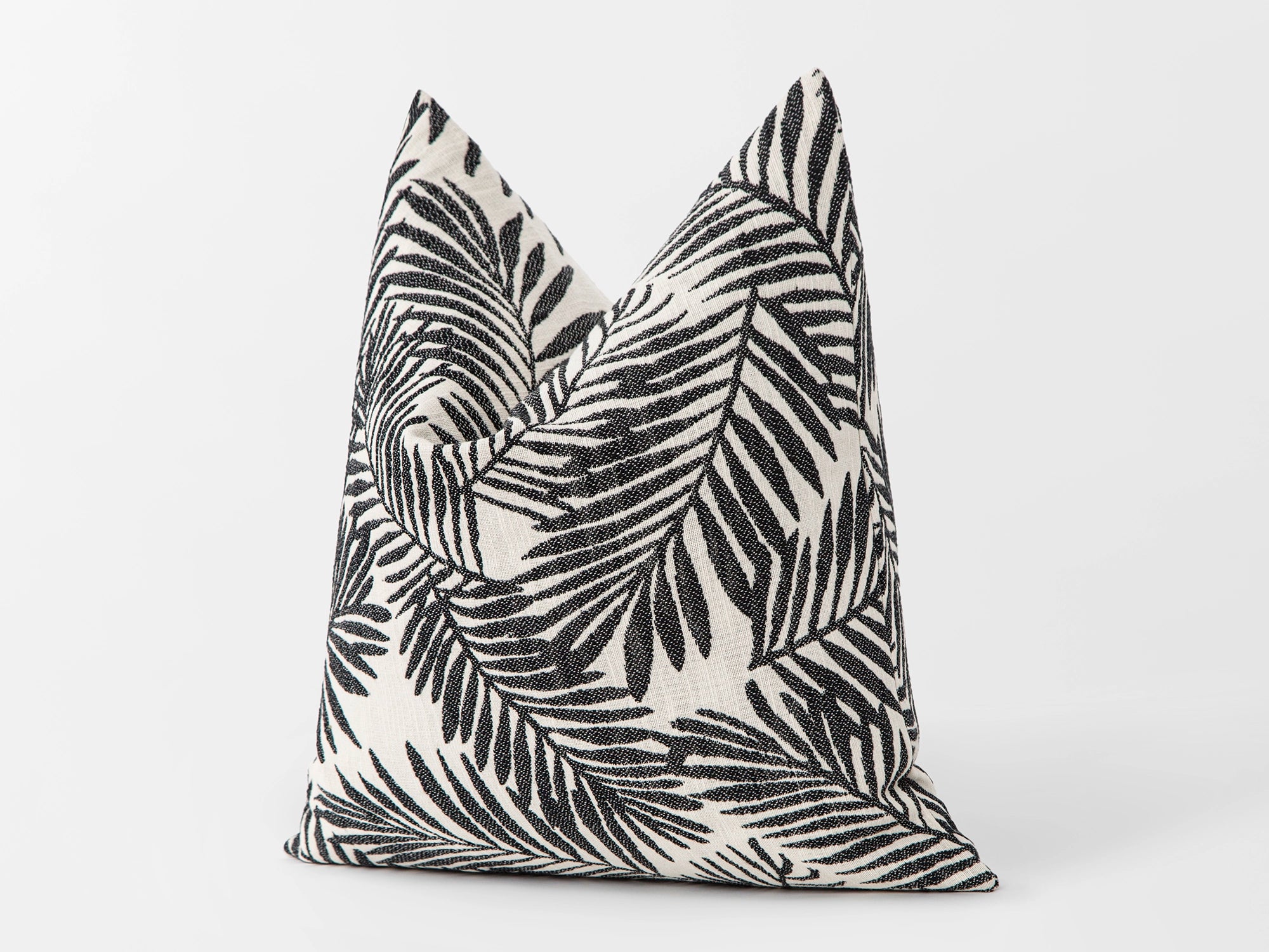 Black Tropical Textured Pillow Cover
