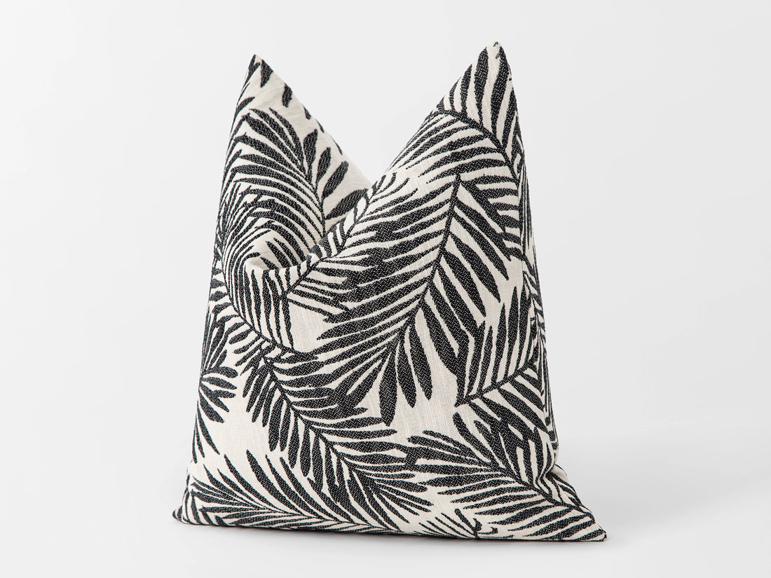 Black Tropical Textured Pillow Cover