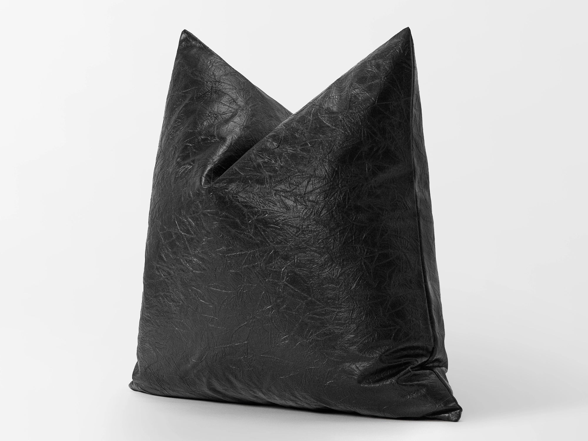 Black Faux Leather Pillow Cover