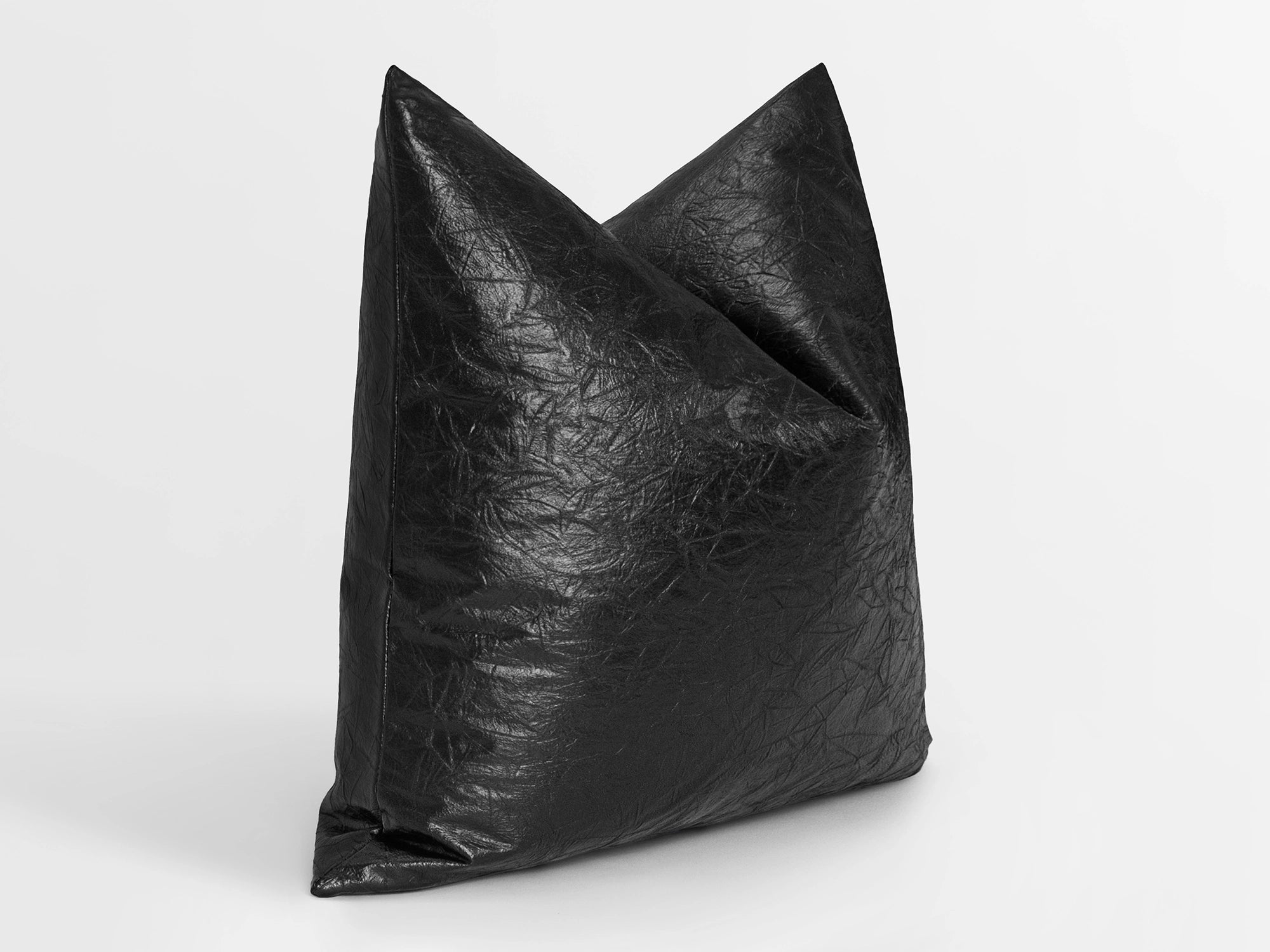 Black Faux Leather Pillow Cover