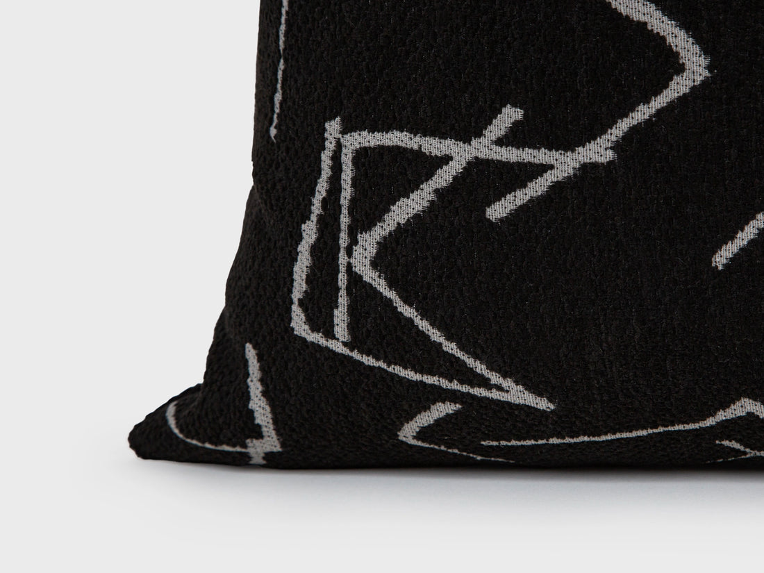 Textured Black Line Art Pillow Cover