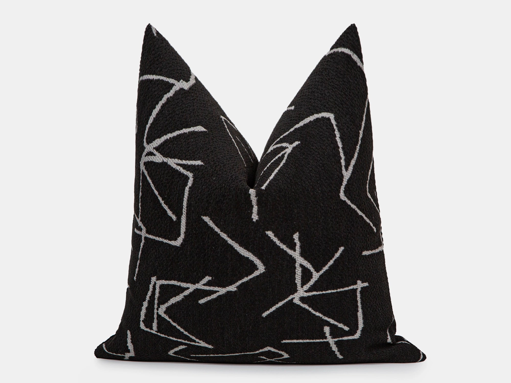 Textured Black Line Art Pillow Cover