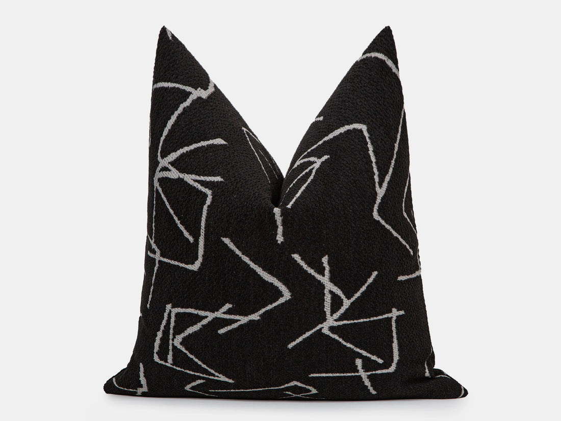 Textured Black Line Art Pillow Cover