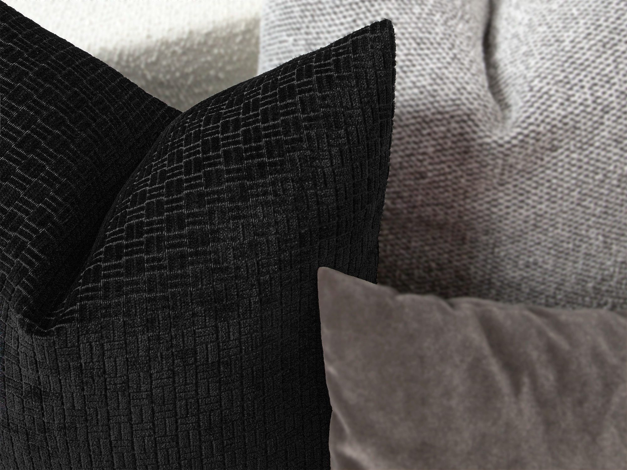 Black Boho Textured Pillow Cover