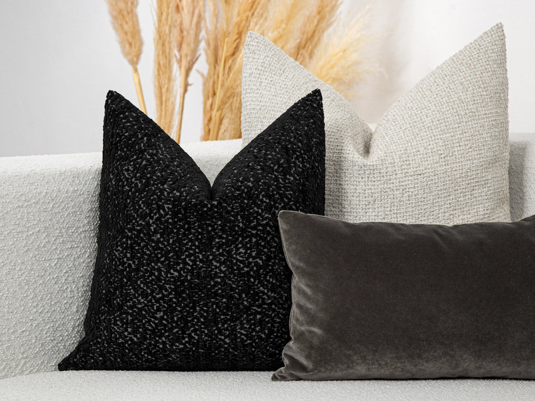 Black Plush Textured Pillow Cover – Haven