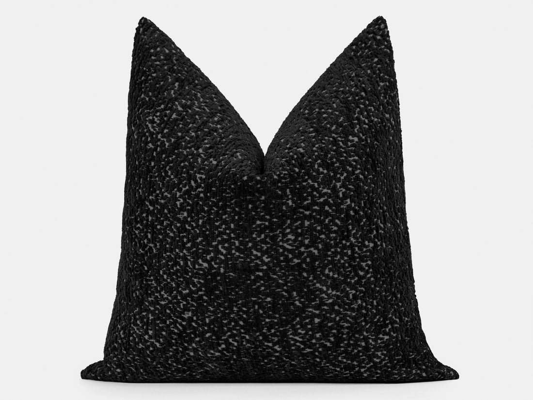Black Plush Textured Pillow Cover – Haven