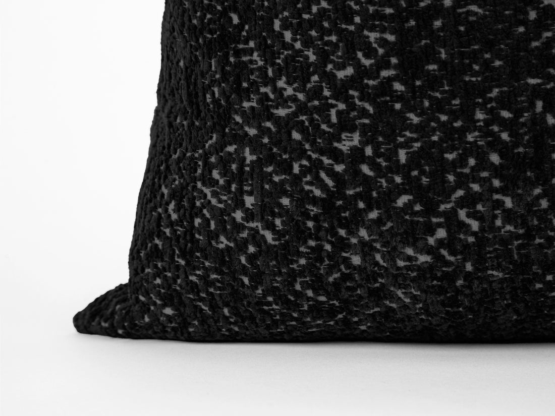 Black Plush Textured Pillow Cover – Haven