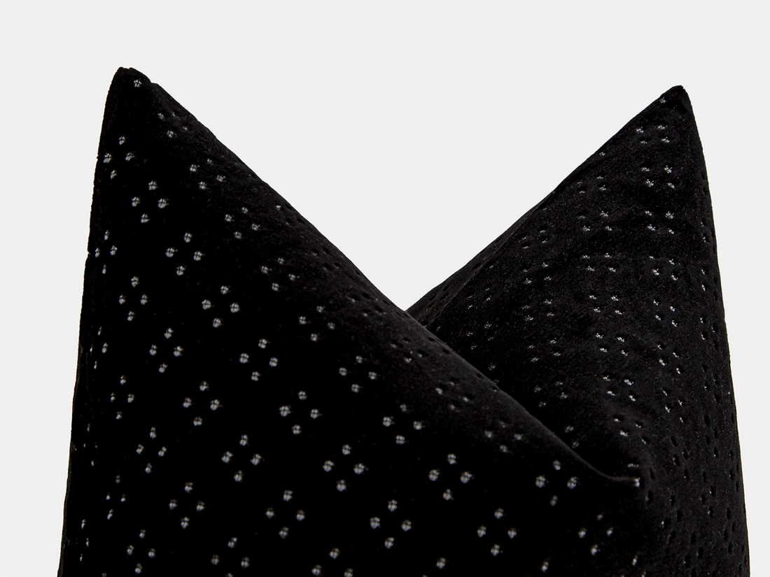 Black Spotted Velvet Pillow Cover
