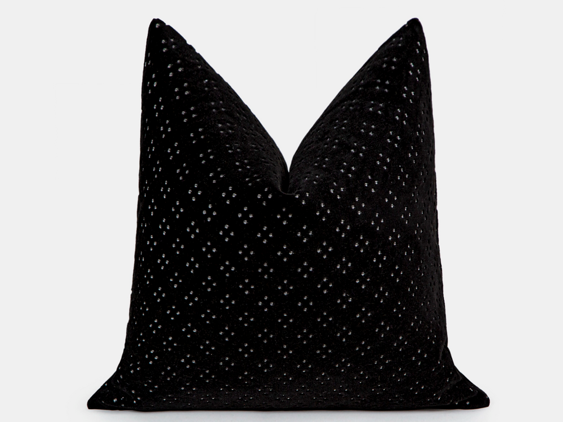 Black Spotted Velvet Pillow Cover