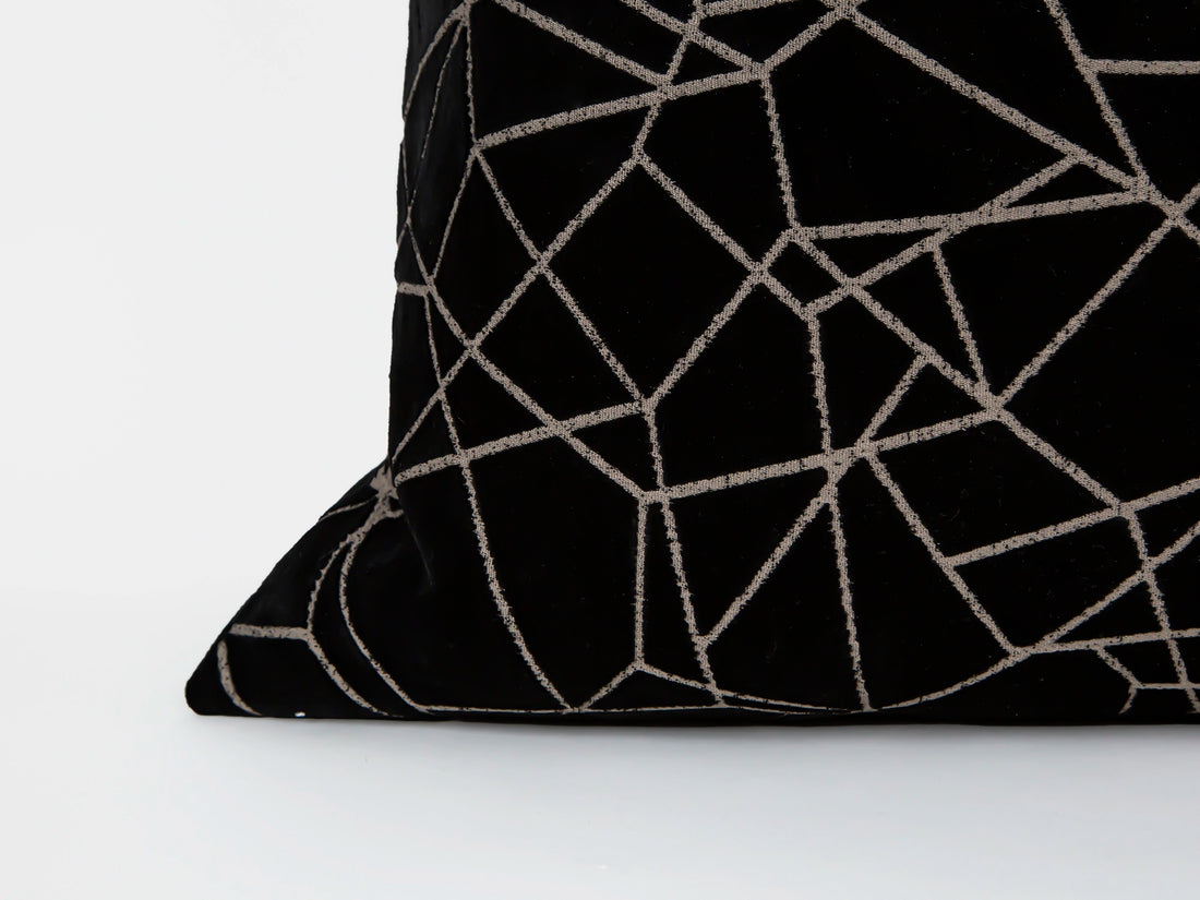 Black Textured Velvet Pillow Cover - Astral