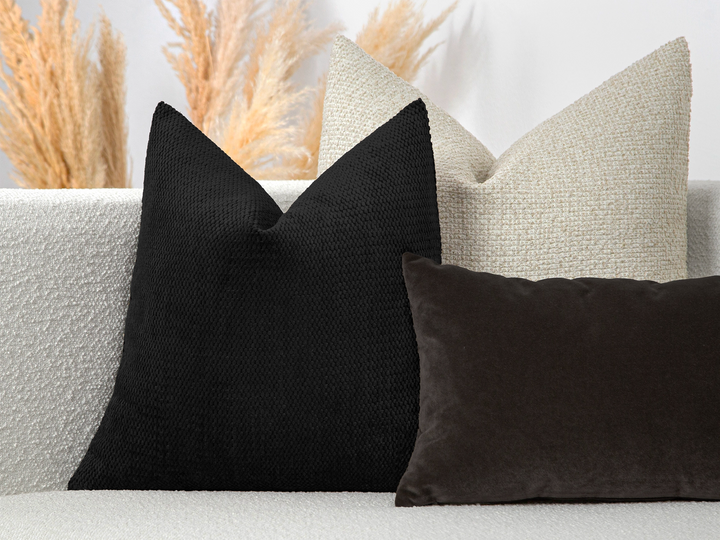 Black Soft Textured Pillow Cover