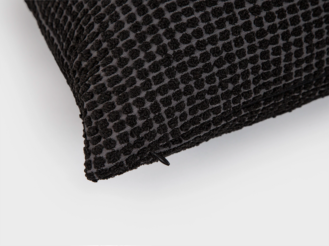 Black Textured Dotted Pillow Cover