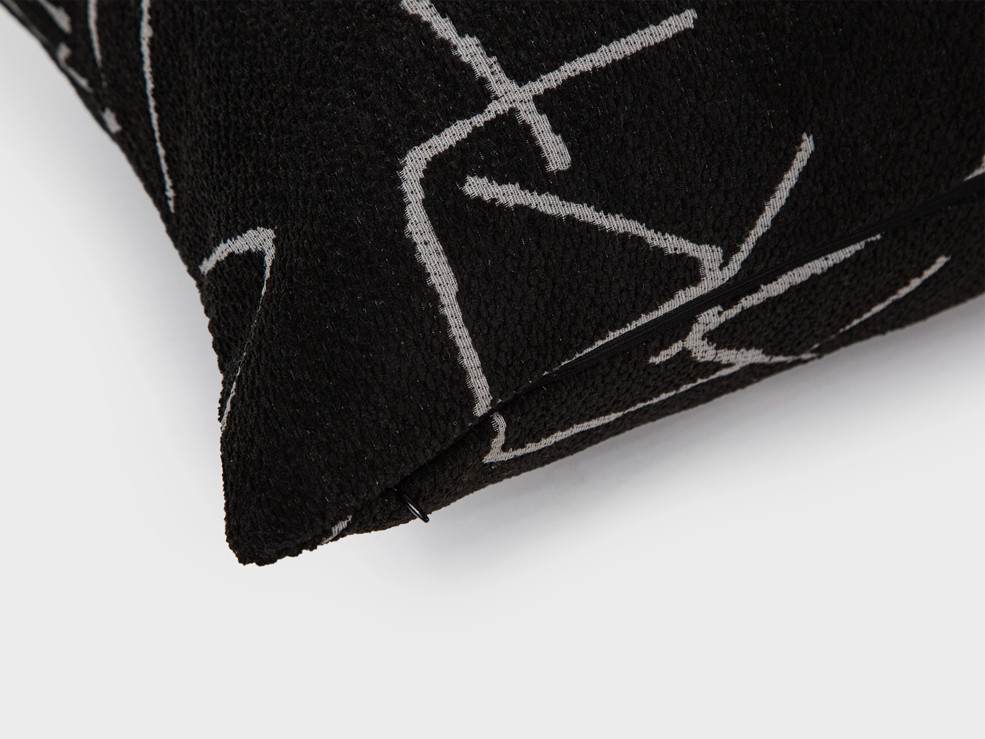 Textured Black Line Art Pillow Cover